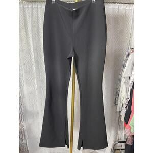 NWT Calvin Klein Tailored Knit Pull-On Flare Leg slit cuffs Pants Black S